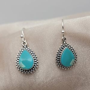 Sterling Silver Blue Turquoise Teardrop Earrings
